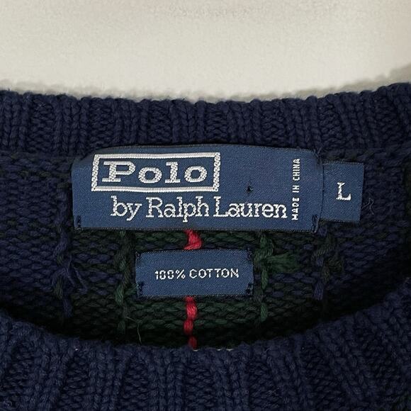 Vintage Polo Ralph Lauren Tartan Plaid Sweater Men’s Size Large Multicolor - Picture 2 of 5